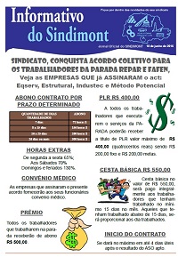 SINDIMONT conquista acordo coletivo para os trabalhadores da Parada Repar Fafen